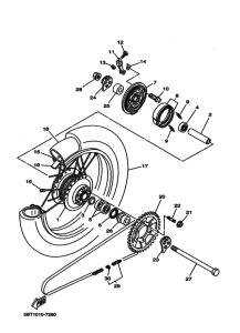 ST225 Заднее колесо в сборе