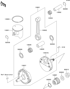 KX125 Коленвал и поршни