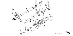CRM75R Gearshift drum /  gearshift fork