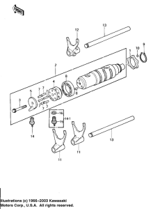  Gear change drum & forks