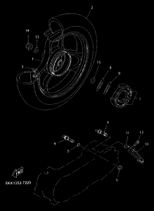 YN100 Rear wheel complete assy