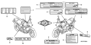 CB600F (ABS) Лейбл предостережения