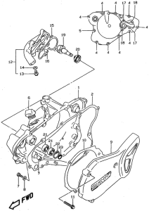 RM80 Crankcase cover - water pump