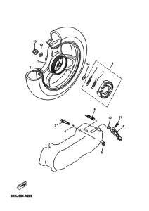 YN100 Rear wheel complete assy