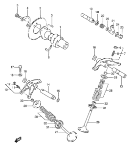 DR650 Распределительный вал-клапаны