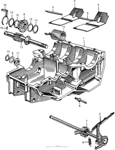 CA175 Lower crankcase + kick starter