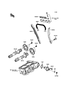 KLE250 カムシャフト / テンショナ