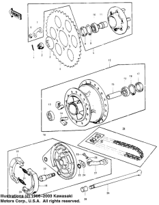 KD125 Rear hub / brake / chain