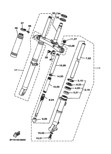 TW200E Вилка передней оси