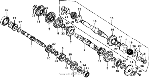 XL100 Transmission + kick starter spindle