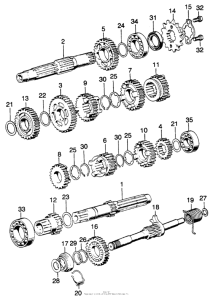 CL125 Transmission + kick starter spindle