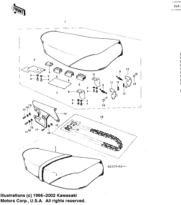 KE125 Seat / chain cover / chain