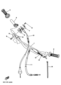 WR250Z Steering handle. cable