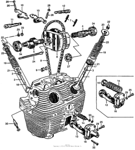 CB77 Camshaft + valve + cam chain