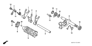 XR400R Shift drum / shift fork