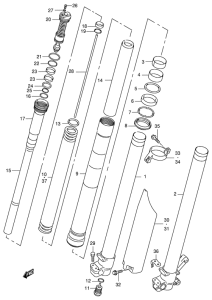 RM125 Передняя вилка