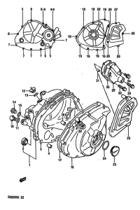 DR600 Crankcase cover ass`y  (v