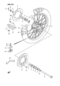 RM125 Rear wheel complete assy