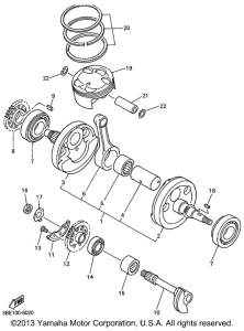 YZ400FL Коленчатый вал и Поршень