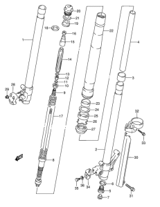 RMX250 Передняя вилка