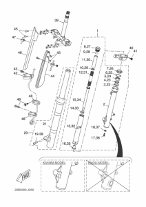 WR125R Вилка передней оси