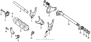 CB125S Gearshift drum + gearshift spindle