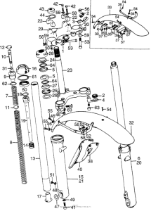 TL125 Front fork + front fender + steering stem k-k1