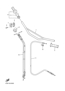 WR250FR Steering handle. cable