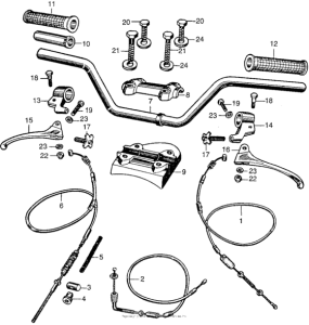 CA95 Control levers (1) + cables (1) + handlebar (1)