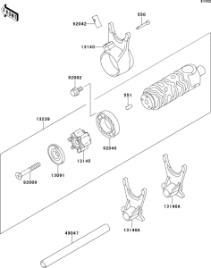  Gear change drum / shift forks