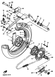 FZR1000 FZR1000W Rear wheel complete assy