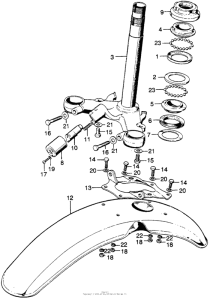 SL175 Steering stem + front fender
