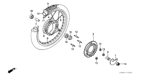 CRM75R Rear wheel complete assy