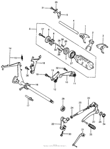 CB400 Gearshift drum + gearshift pedal