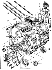 CA200 Crankcase + oil pump
