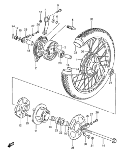 GS125 Rear wheel complete assy