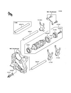 ZR1000 Gear change drum / shift fork