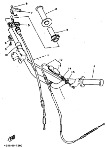 YZ80 Steering handle. cable