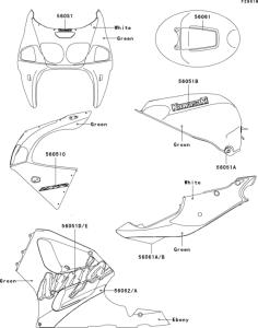 ZX750 Decals(green)(zx750-p4)