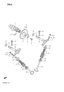 DR125 Распределительный вал-клапаны