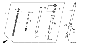 CRF70F Вилка передней оси