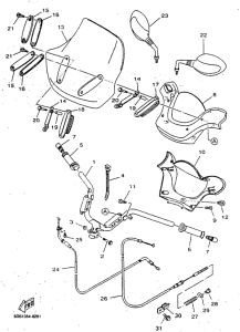 YP125 Steering handle. cable