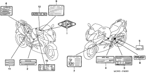 VFR800 (ABS) Лейбл предостережения