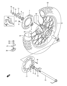 DR350 Rear wheel complete assy