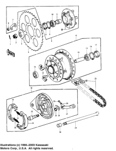 KD175 Rear hub / brake / chain