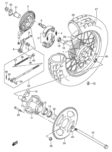 VL125 Rear wheel complete assy