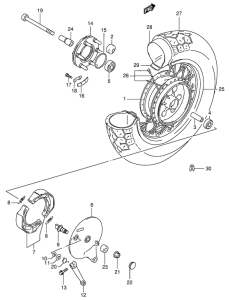 VS800 Rear wheel complete assy
