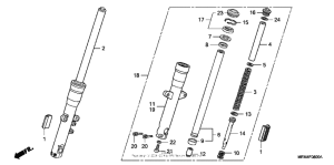 VTX1300C Передняя вилка