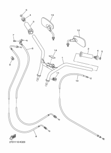 XVS1300CU Рулевой рычаг и кабель