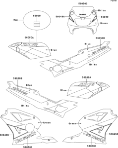 ZX400 Decal(green / white / blue)(zx400-l1 / l2)